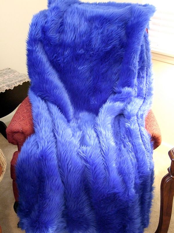 Blue Animal Friendly Faux Fur Fun Fur Throw